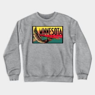 Vintage Style Minnesota Fish Design Crewneck Sweatshirt